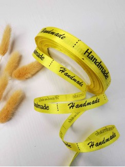 Лента атласная "Handmade" 1см. (желтый)